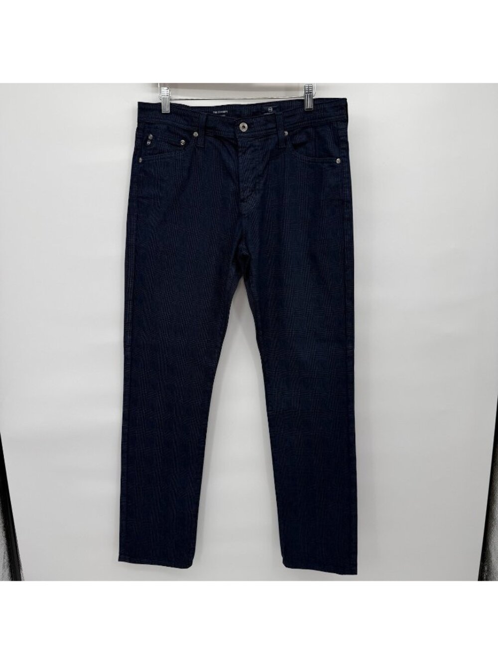 AG Adriano Goldschmied Pants Mens 33x32 Blue Plaid Everett Slim Straight Stretch